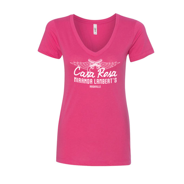 Fitted V-Neck Casa Rosa T-Shirt